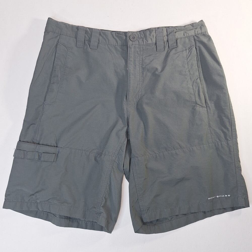 Columbia PFG Mens Shorts 34 Gray Cargo Fishing Utility Performance Gorpcore